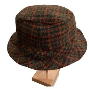 Vintage Woven by Millers Cufden Wool Fedora Hat Made In Ireland Size 7 1/4 Plaid
